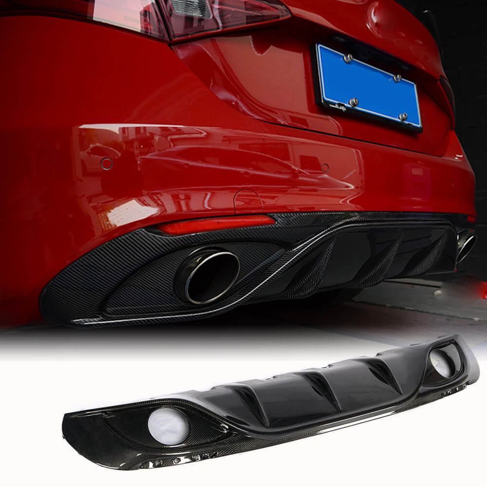 Fits for Alfa Romeo Giulia 952 Ti Sport 15-20 Carbon Fiber Rear Bumper Diffuser Valance Lip