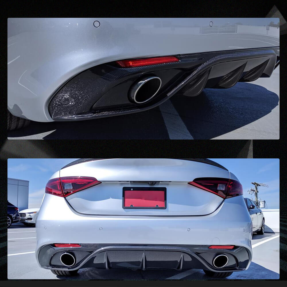 Fits for Alfa Romeo Giulia 952 Ti Sport 15-20 Carbon Fiber Rear Bumper Diffuser Valance Lip