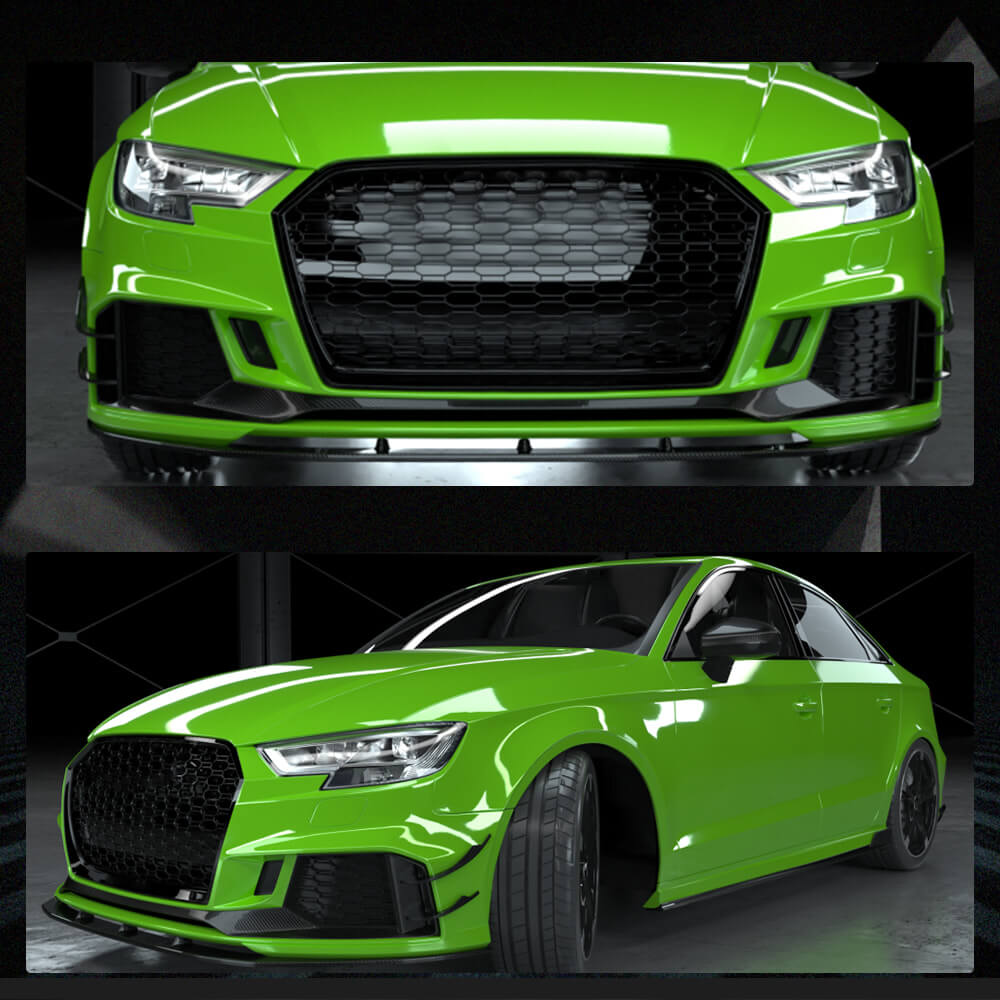 Fits for Audi RS3 8V.5 Sedan Facelift Dry Carbon Fiber Front Bumper Air Fender Vent Trims Factory Outlet