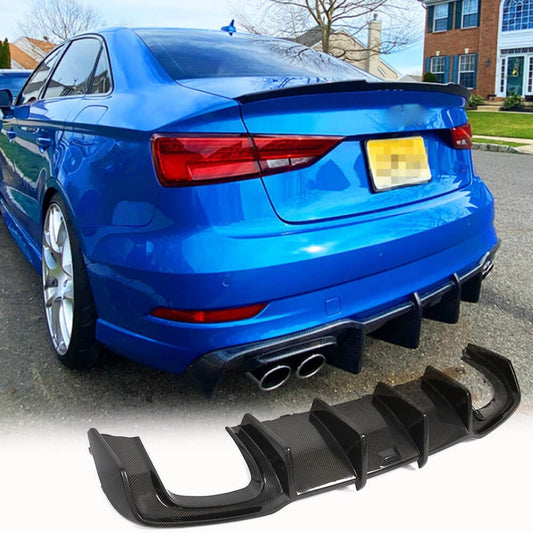 Fits for Audi S3 A3 Sline 8V.5 Sedan Facelift Carbon Fiber Rear Bumper Diffuser Valance Lip