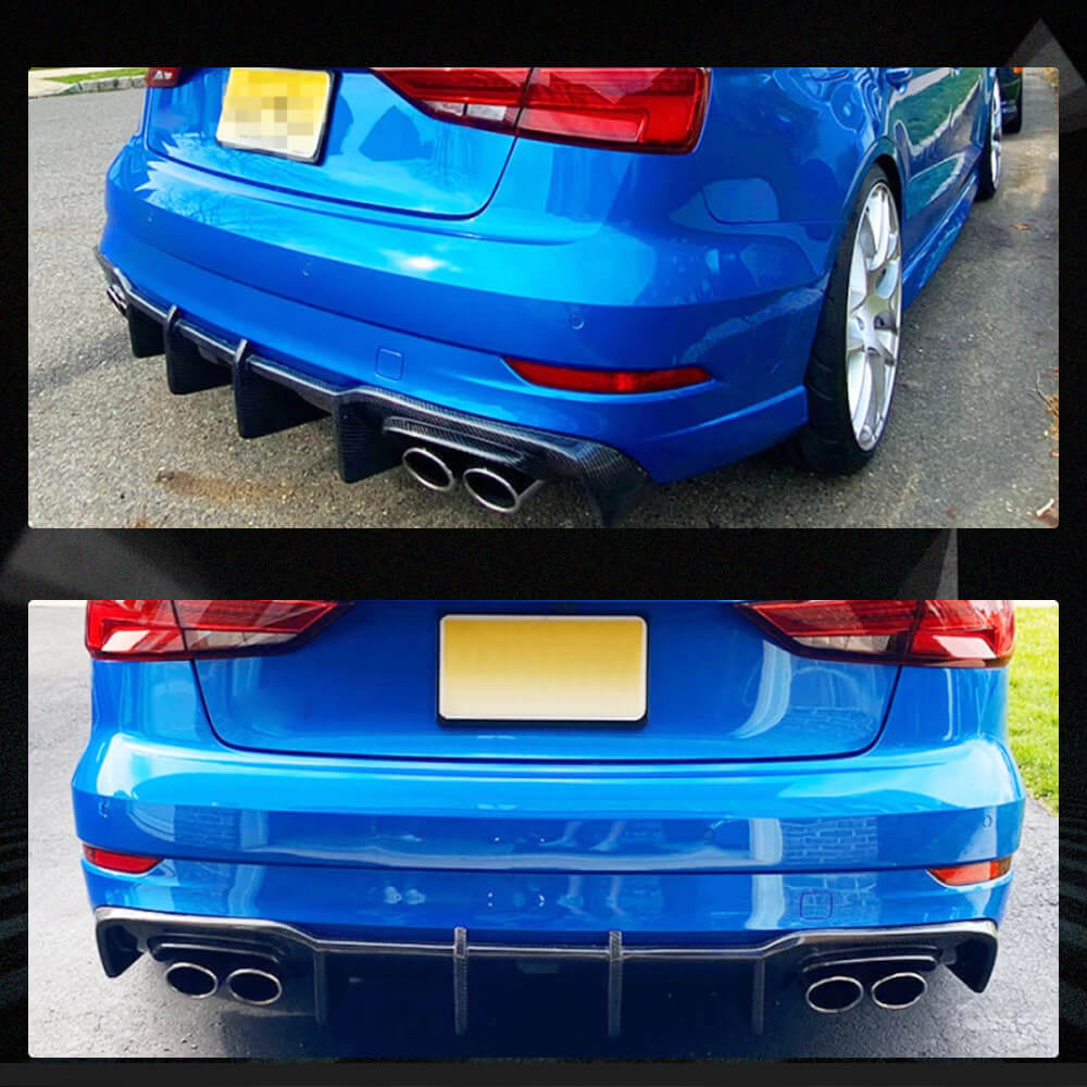 Fits for Audi S3 A3 Sline 8V.5 Sedan Facelift Carbon Fiber Rear Bumper Diffuser Valance Lip