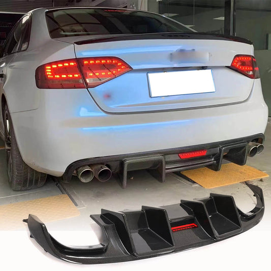 Fits for Audi S4 B8 Sedan Pre-facelift Carbon Fiber Rear Bumper Diffuser Valance Lip