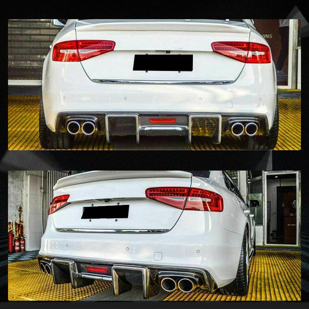 Fits for Audi S4 B8 Sedan Pre-facelift Carbon Fiber Rear Bumper Diffuser Valance Lip