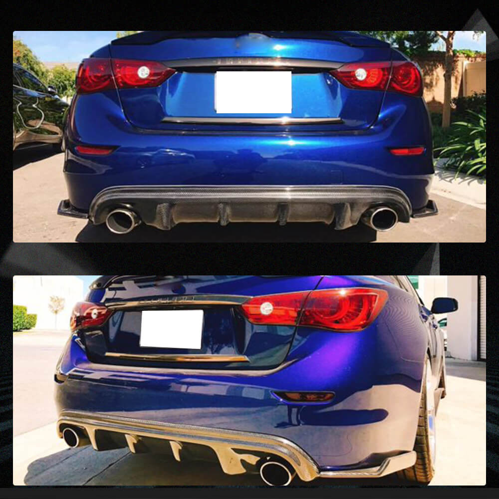 Fits for Infiniti Q50 Q50S 2018-2022 Carbon Fiber Rear Bumper Diffuser Valance Lip