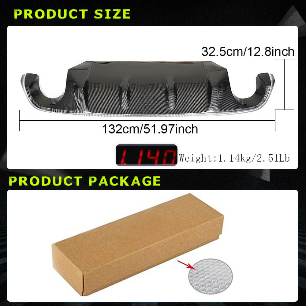 Fits for Infiniti Q50 Q50S 2018-2022 Carbon Fiber Rear Bumper Diffuser Valance Lip