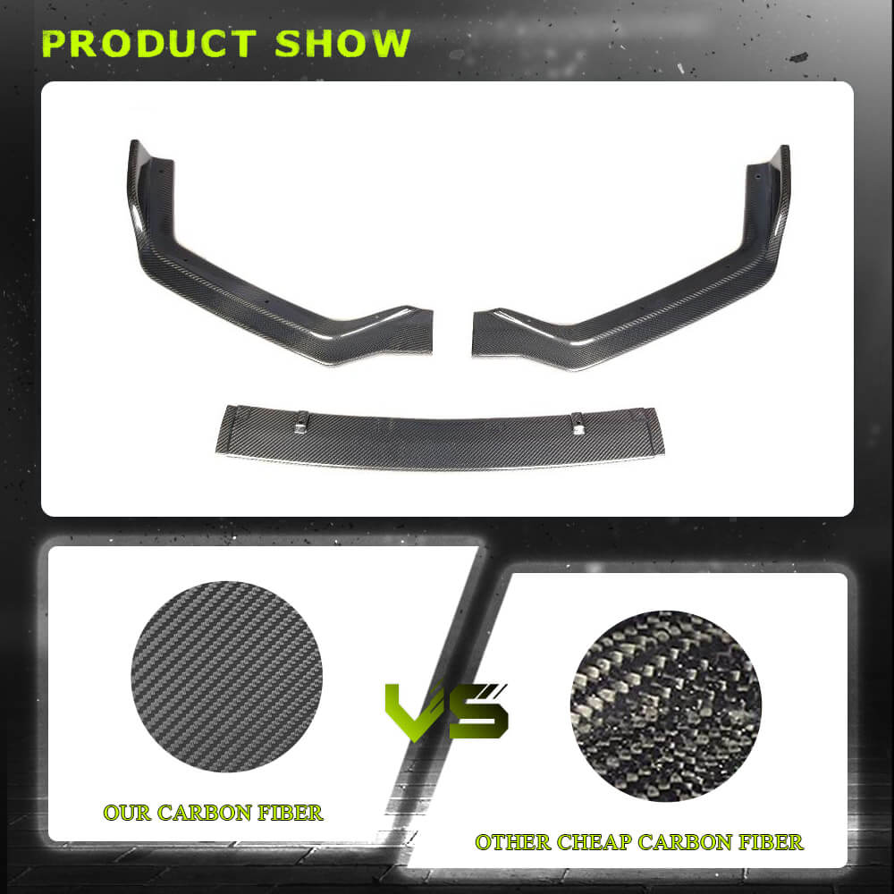 Fits for Infiniti Q50 Sport 2018-2022 Carbon Fiber Front Bumper Lip Spoiler Wide Body Kit 3pcs