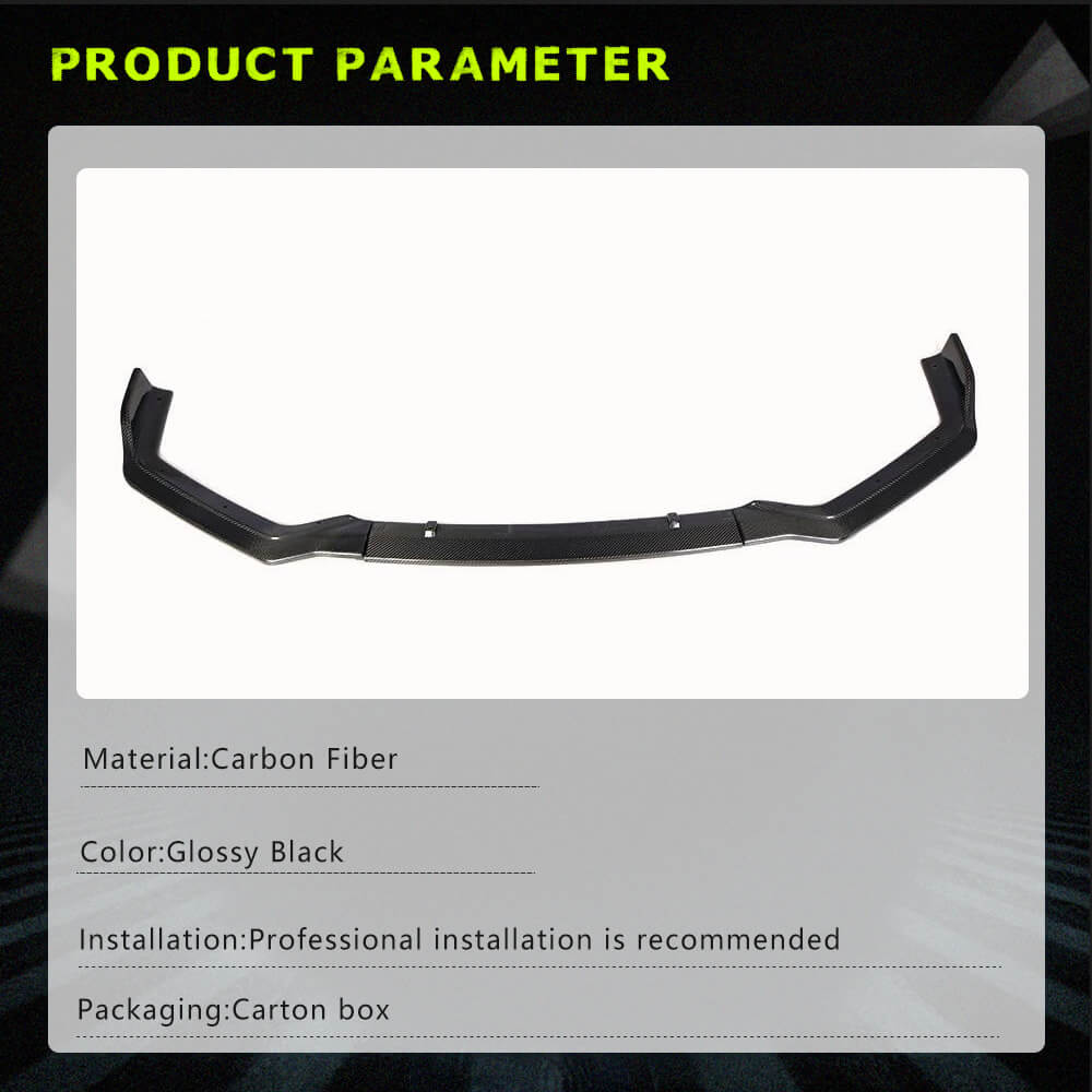Fits for Infiniti Q50 Sport 2018-2022 Carbon Fiber Front Bumper Lip Spoiler Wide Body Kit 3pcs