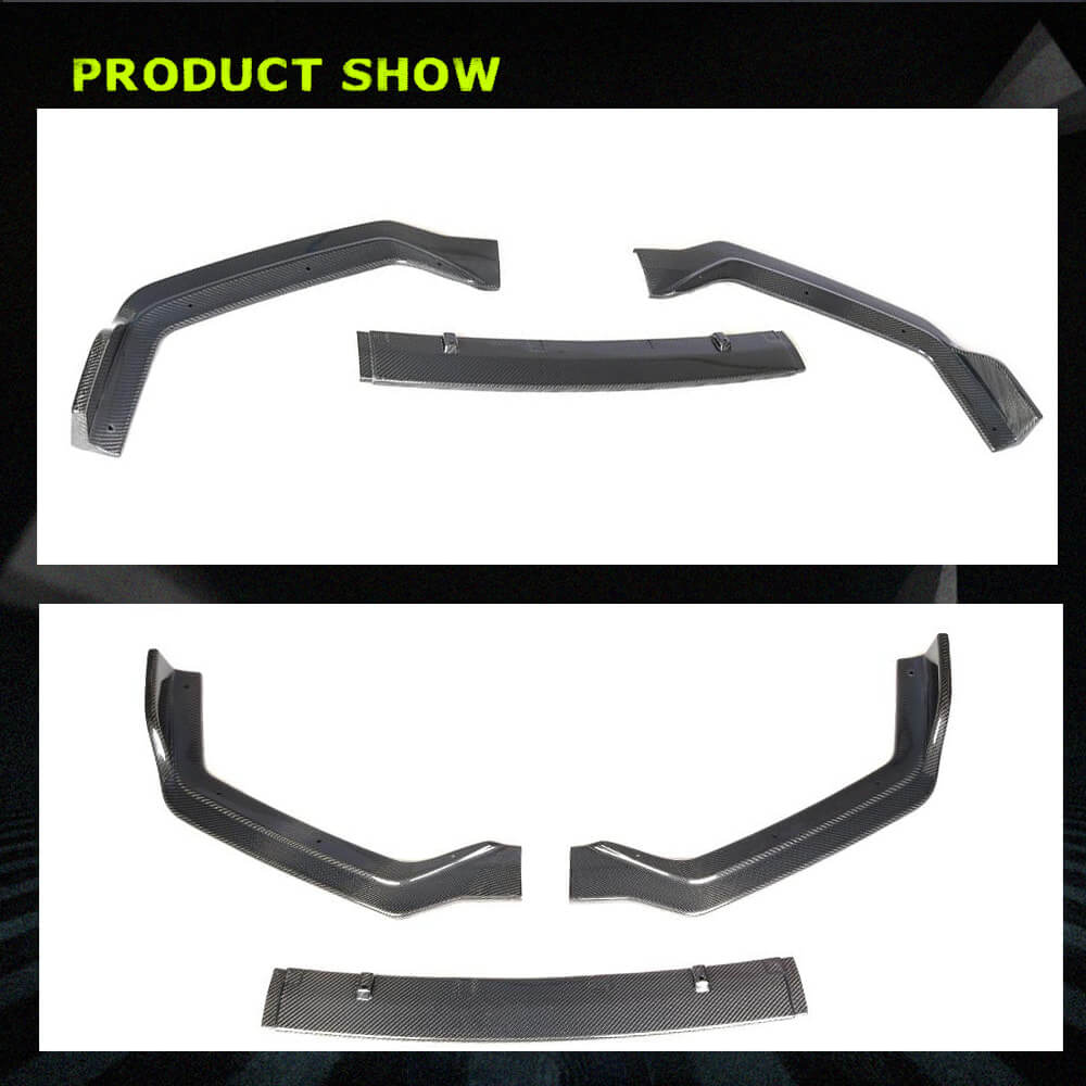 Fits for Infiniti Q50 Sport 2018-2022 Carbon Fiber Front Bumper Lip Spoiler Wide Body Kit 3pcs