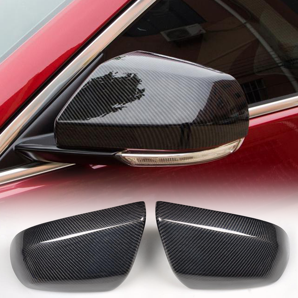 Fits for Cadillac ATS Sedan 2013-2019 Carbon Fiber Add-on Side Rearview Mirror Cover Caps 2pcs