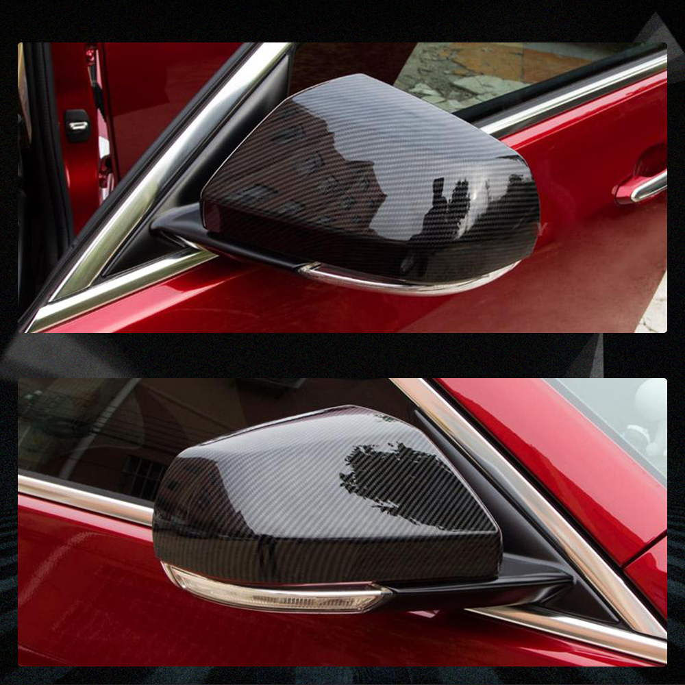 Fits for Cadillac ATS Sedan 2013-2019 Carbon Fiber Add-on Side Rearview Mirror Cover Caps 2pcs
