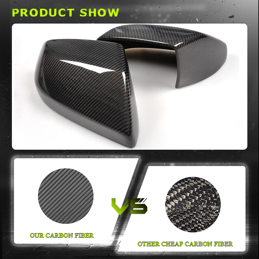 Fits for Cadillac ATS Sedan 2013-2019 Carbon Fiber Add-on Side Rearview Mirror Cover Caps 2pcs