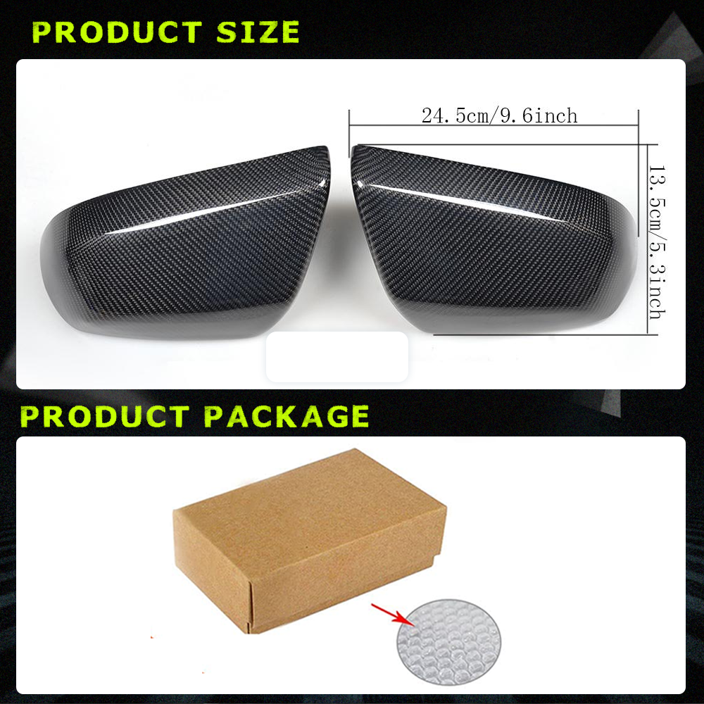 Fits for Cadillac ATS Sedan 2013-2019 Carbon Fiber Add-on Side Rearview Mirror Cover Caps 2pcs