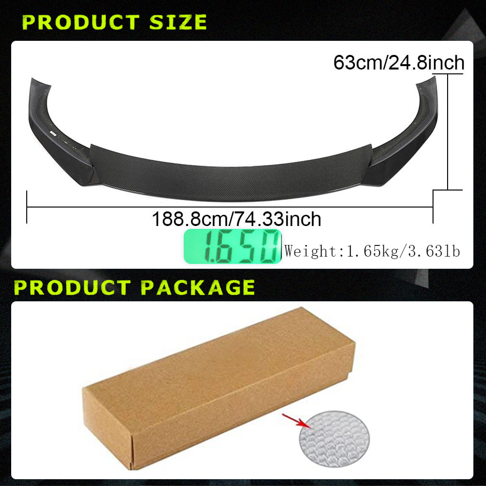 Fits for Tesla Model S 21-23 Carbon Fiber Front Bumper Lip Chin Spoiler