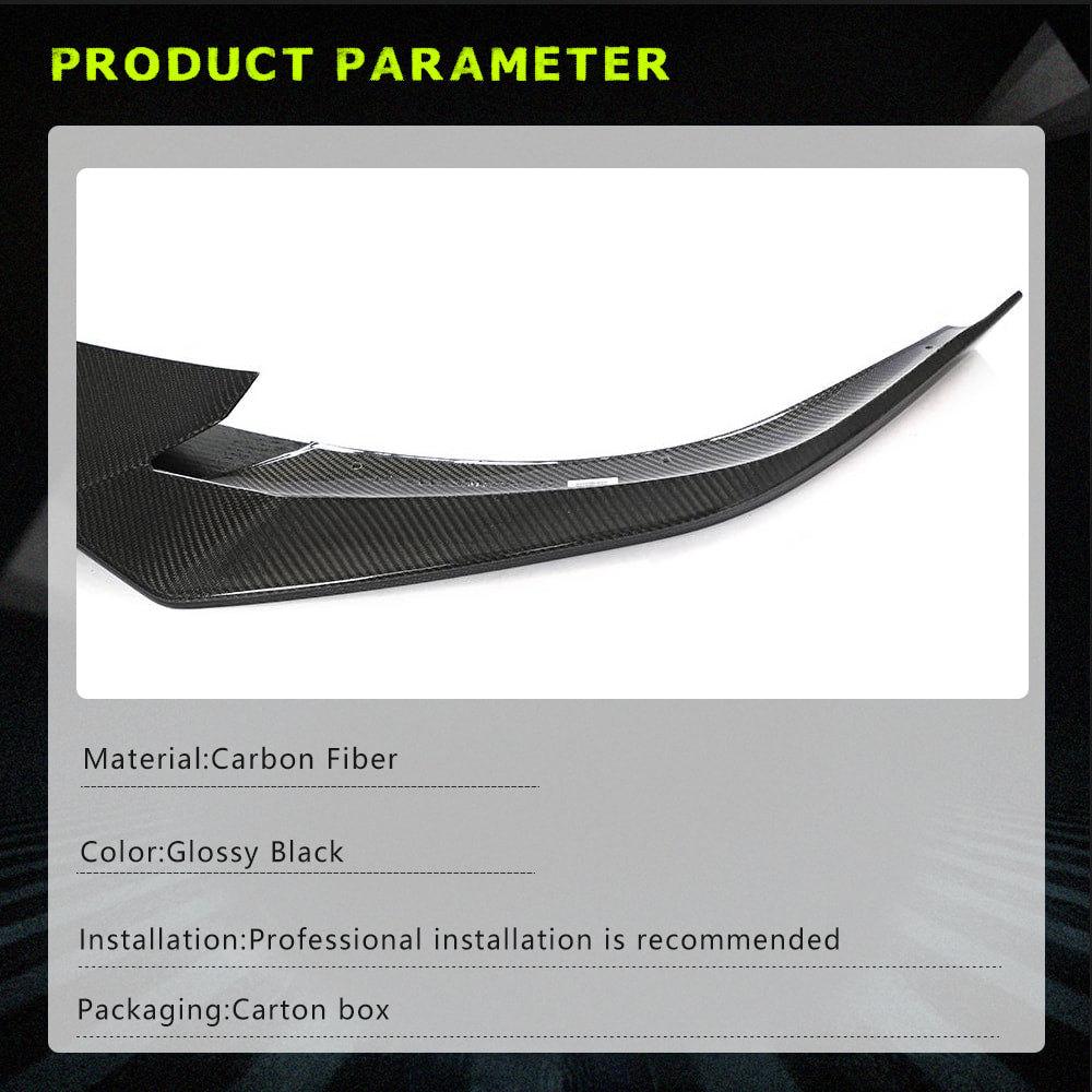 Fits for Tesla Model S 21-23 Carbon Fiber Front Bumper Lip Chin Spoiler