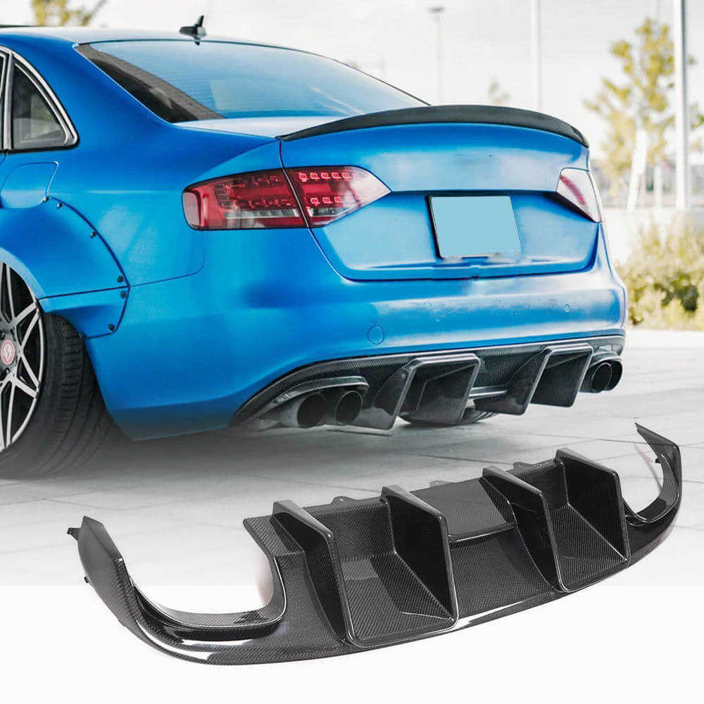 Fits for Audi S4 B8 Sedan Pre-facelift Carbon Fiber Rear Bumper Diffuser Valance Lip