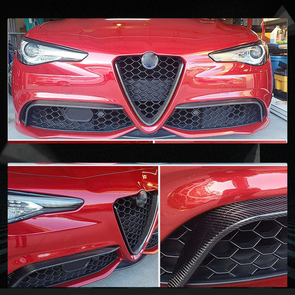 Fits for Alfa Romeo Giulia 952 Sport 15-21 Real Carbon Fiber Front Fog Lamps Covers Light Air Fender Vents
