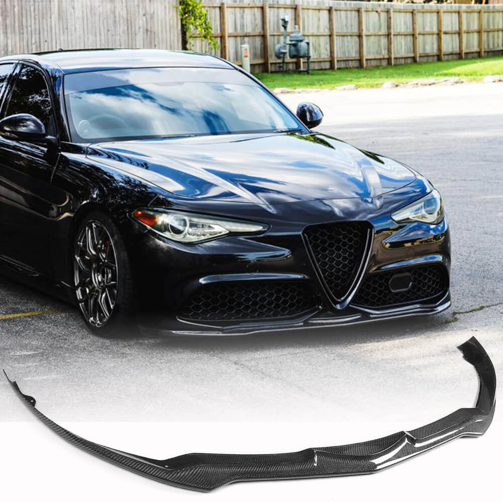 Fits for Alfa Romeo Giulia 952 TI Sport 15-21 Real Carbon Fiber Front Bumper Lip Spoiler Wide Body Kit