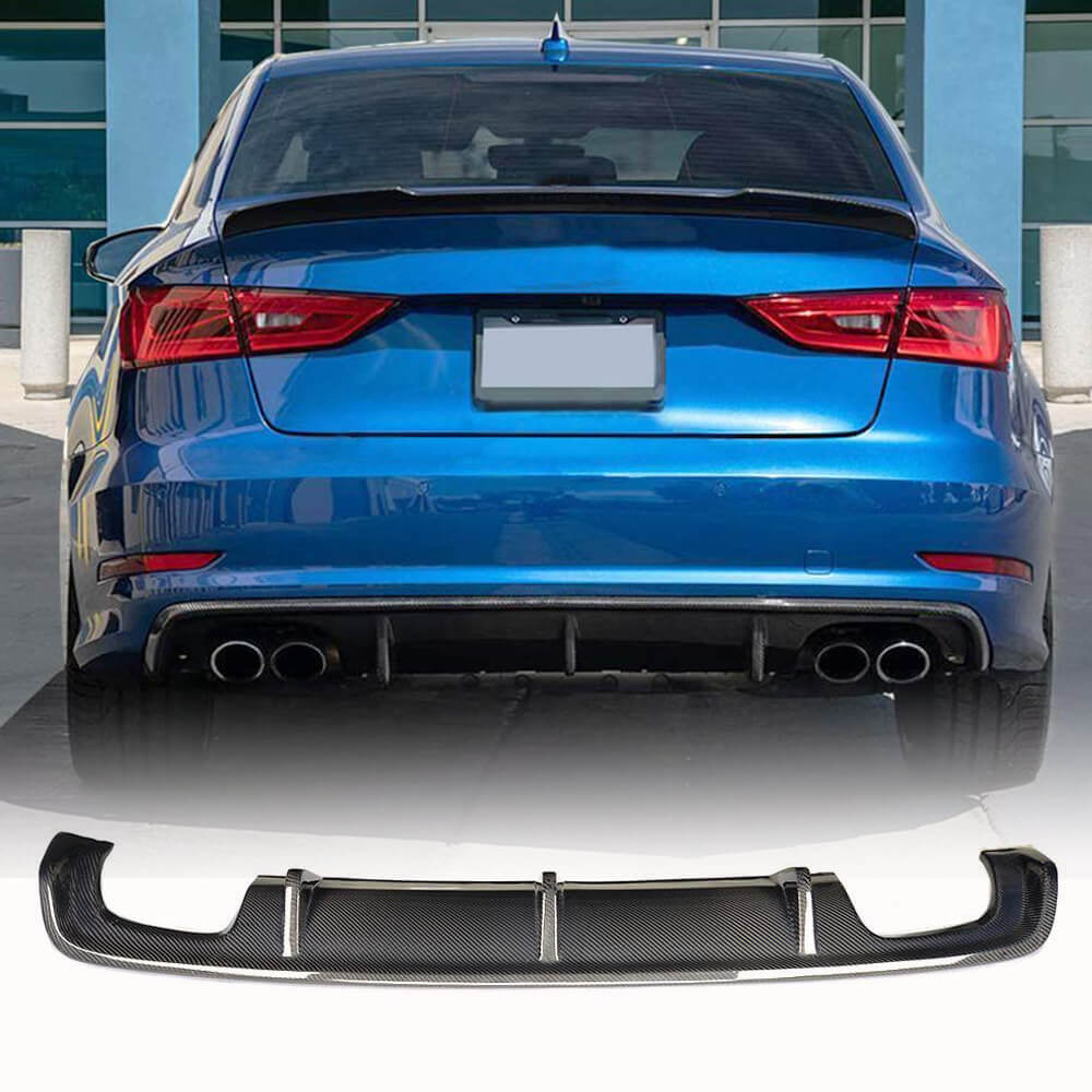 Fits for Audi A3 8V Sedan Pre-facelift Carbon Fiber Rear Bumper Diffuser Valance Lip(Not for A3 Sline & S3)