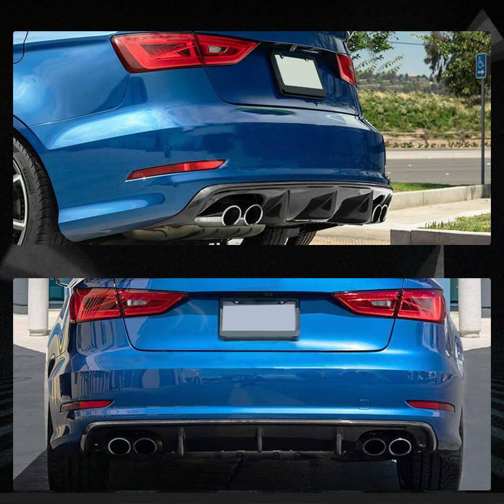 Fits for Audi A3 8V Sedan Pre-facelift Carbon Fiber Rear Bumper Diffuser Valance Lip(Not for A3 Sline & S3)