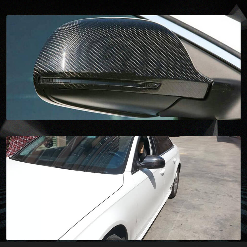 Fits for Audi A4 Sline S4 A5 Sline S5 RS5 B8.5 Carbon Fiber Replacement Side Rearview Mirror Cover Caps 2pcs(without lane change assist)