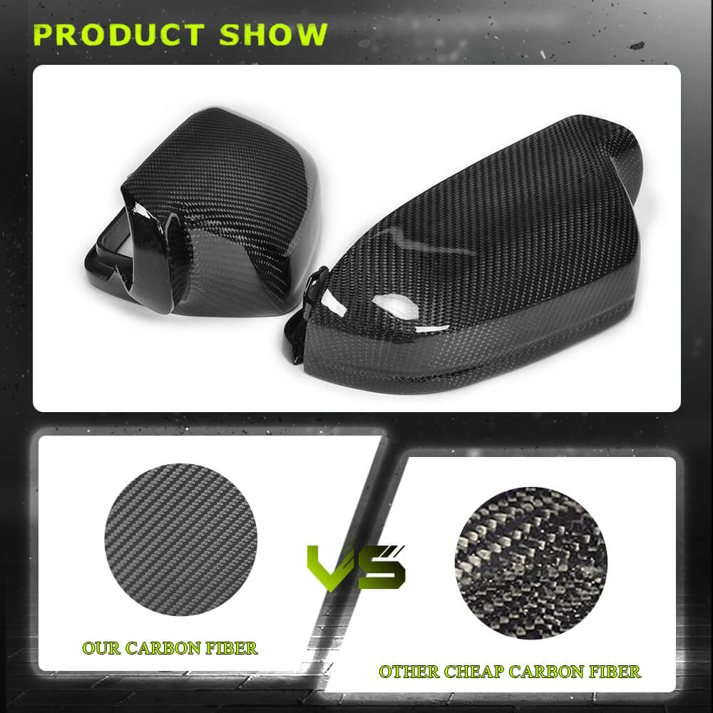 Fits for Audi A4 Sline S4 A5 Sline S5 RS5 B8.5 Carbon Fiber Replacement Side Rearview Mirror Cover Caps 2pcs(without lane change assist)