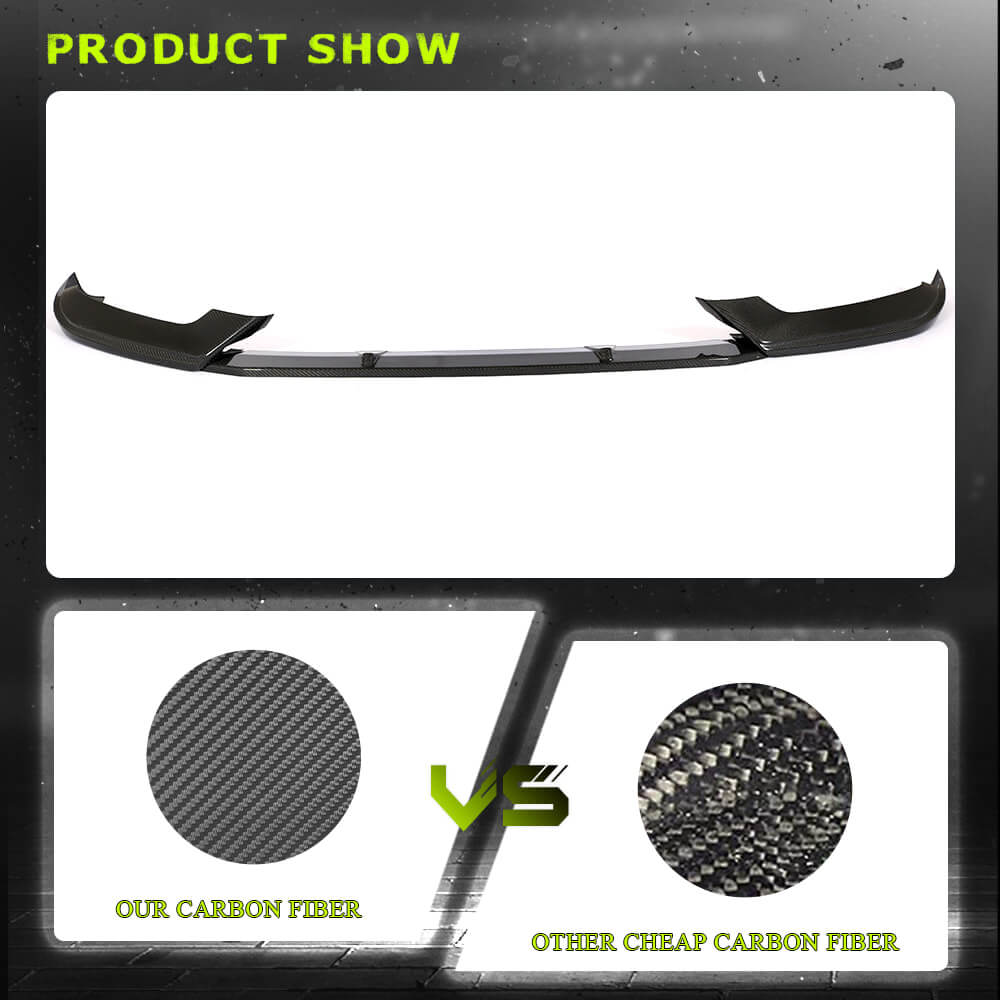 Fits for Audi A5 Sline S5 RS5 B9 Carbon Fiber Front Bumper Lip Chin Spoiler 3pcs