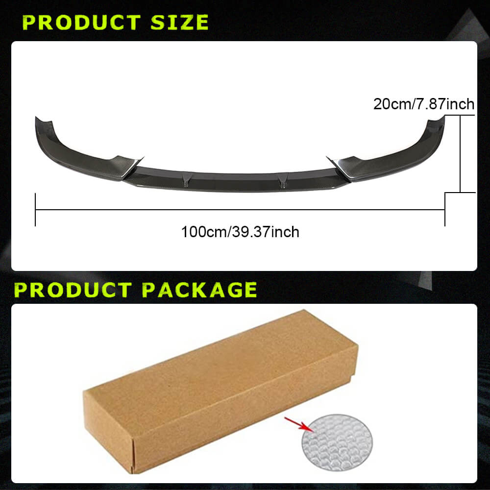 Fits for Audi A5 Sline S5 RS5 B9 Carbon Fiber Front Bumper Lip Chin Spoiler 3pcs