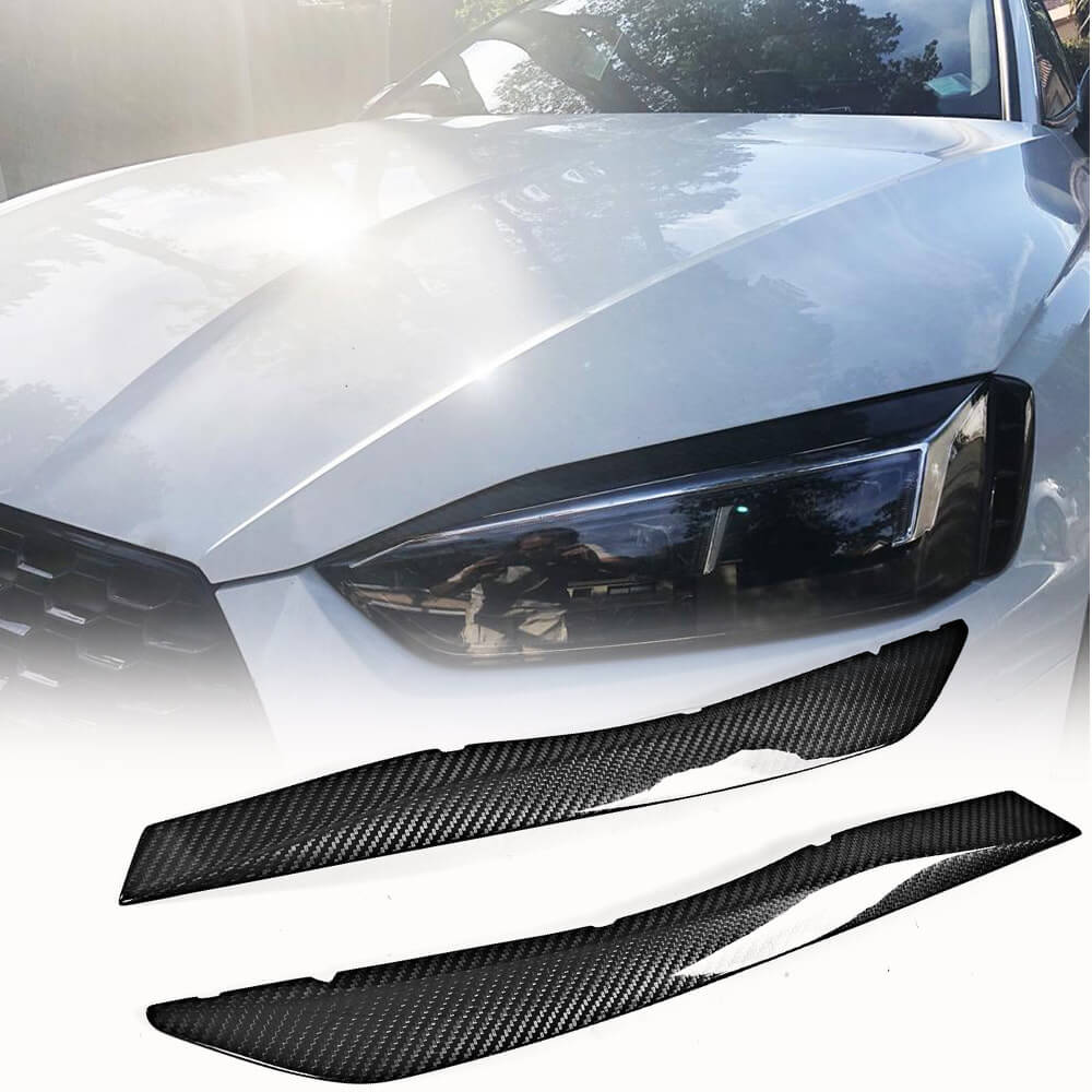 Fits for Audi A5 Sline S5 RS5 B9 Carbon Fiber Headlight Eyelids Lamp Eyebrows