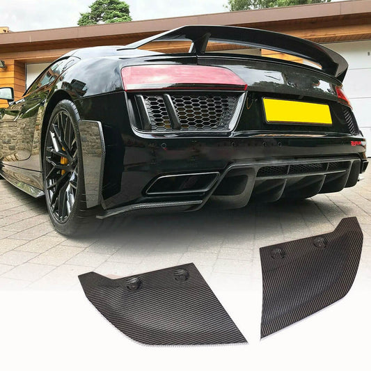 Fits for Audi R8 V10 Gen 2 4S 2016-2019 Carbon Fiber Rear Bumper Canard Splitters Apron Flaps Cover