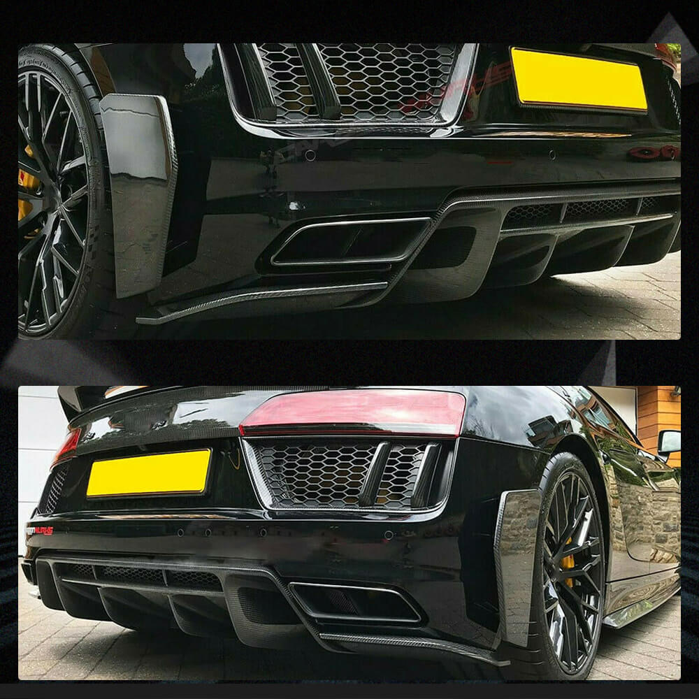Fits for Audi R8 V10 Gen 2 4S 2016-2019 Carbon Fiber Rear Bumper Canard Splitters