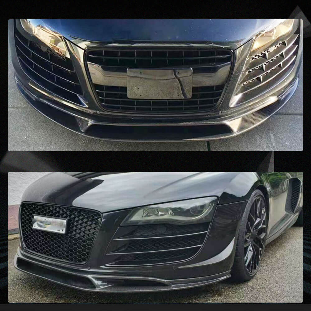 Fits for Audi R8 V8 V10 GT Pre-facelift 08-15 Carbon Fiber Front Bumper Lip Spoiler Wide Body Kit