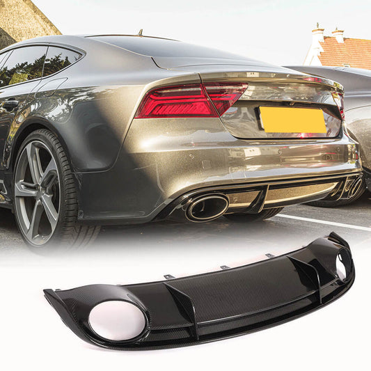 Fits for Audi RS7 C7 2014-2016 Dry Carbon Fiber Rear Bumper Diffuser Valance Lip