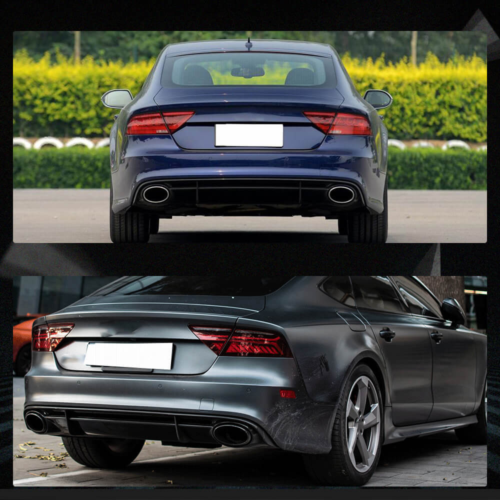 Fits for Audi RS7 C7 2014-2016 Dry Carbon Fiber Rear Bumper Diffuser Valance Lip
