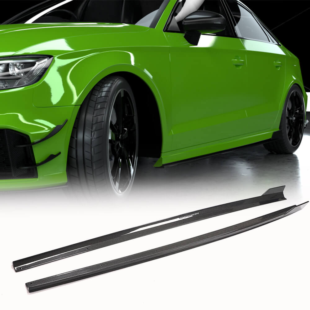 Fits for Audi S3 RS3 8V 8V.5 Sedan Carbon Fiber Side Skirts Rocker Panels Extension Lip Factory Outlet
