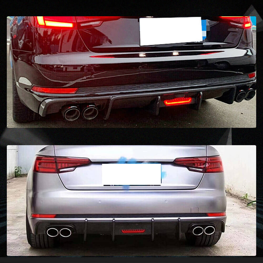 Fits for Audi S4 A4 Sline B9 Sedan 17-19 Carbon Fiber Rear Bumper Diffuser Valance Lip