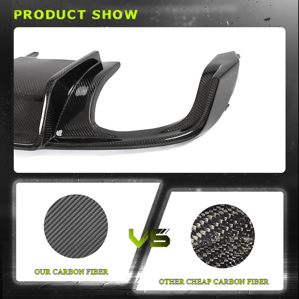 Fits for Audi S4 A4 Sline B9 Sedan 17-19 Carbon Fiber Rear Bumper Diffuser Valance Lip