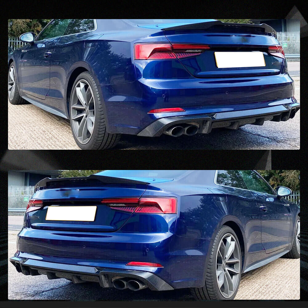 Fits for Audi S5 A5 Sline B9 17-20 Carbon Fiber Rear Bumper Diffuser Valance Lip