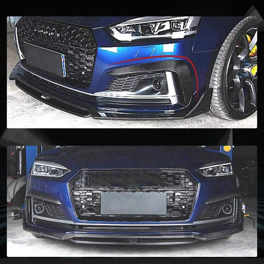 Fits for Audi S5 A5 Sline B9 Carbon Fiber Front Fog Lamps Covers Light Air Fender Vents