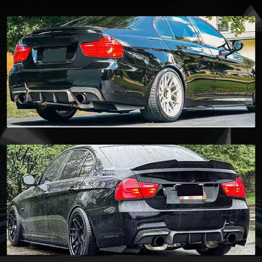 Fits for BMW 3 Series E90 325i 335i M Sport 05-12 Carbon Fiber Rear Bumper Diffuser Valance Lip