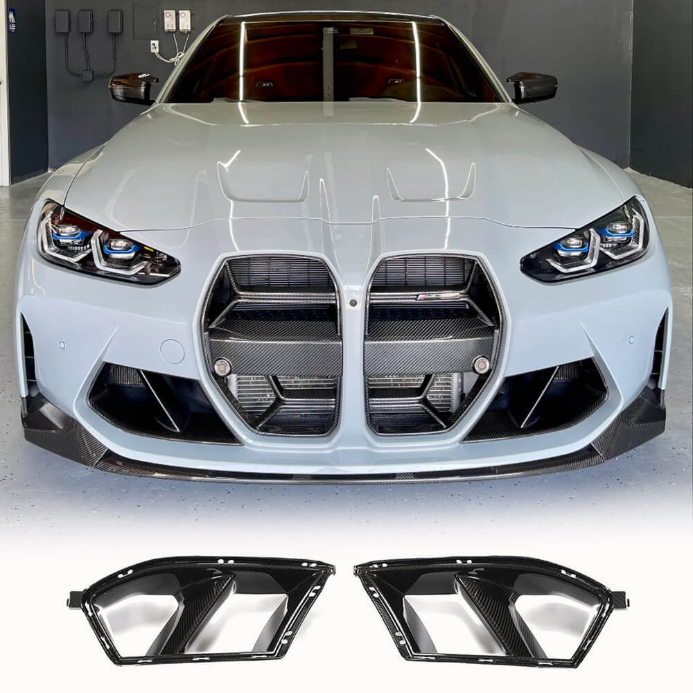Fits for BMW 3 Series G80 M3 4 Series G82/G83 M4 21-22 Dry Carbon Fiber Front Bumper Air Fender Vent Canard Fins