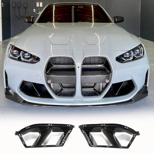 Fits for BMW 3 Series G80 M3 4 Series G82/G83 M4 21-22 Dry Carbon Fiber Front Bumper Air Fender Vent Canard Fins