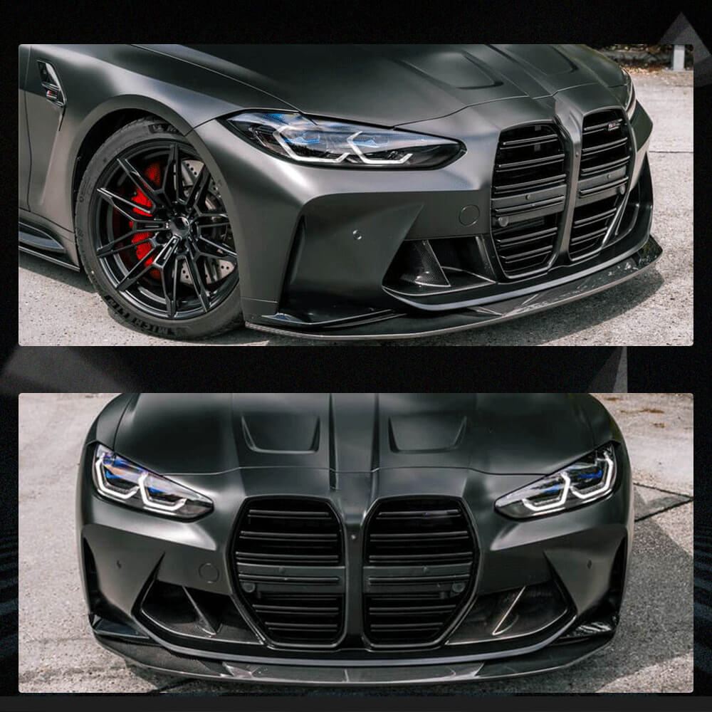 Fits for BMW 3 Series G80 M3 4 Series G82/G83 M4 21-22 Dry Carbon Fiber Front Bumper Air Fender Vent Canard Fins