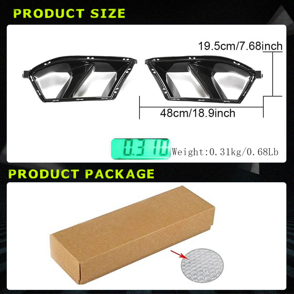 Fits for BMW 3 Series G80 M3 4 Series G82/G83 M4 21-22 Dry Carbon Fiber Front Bumper Air Fender Vent Canard Fins