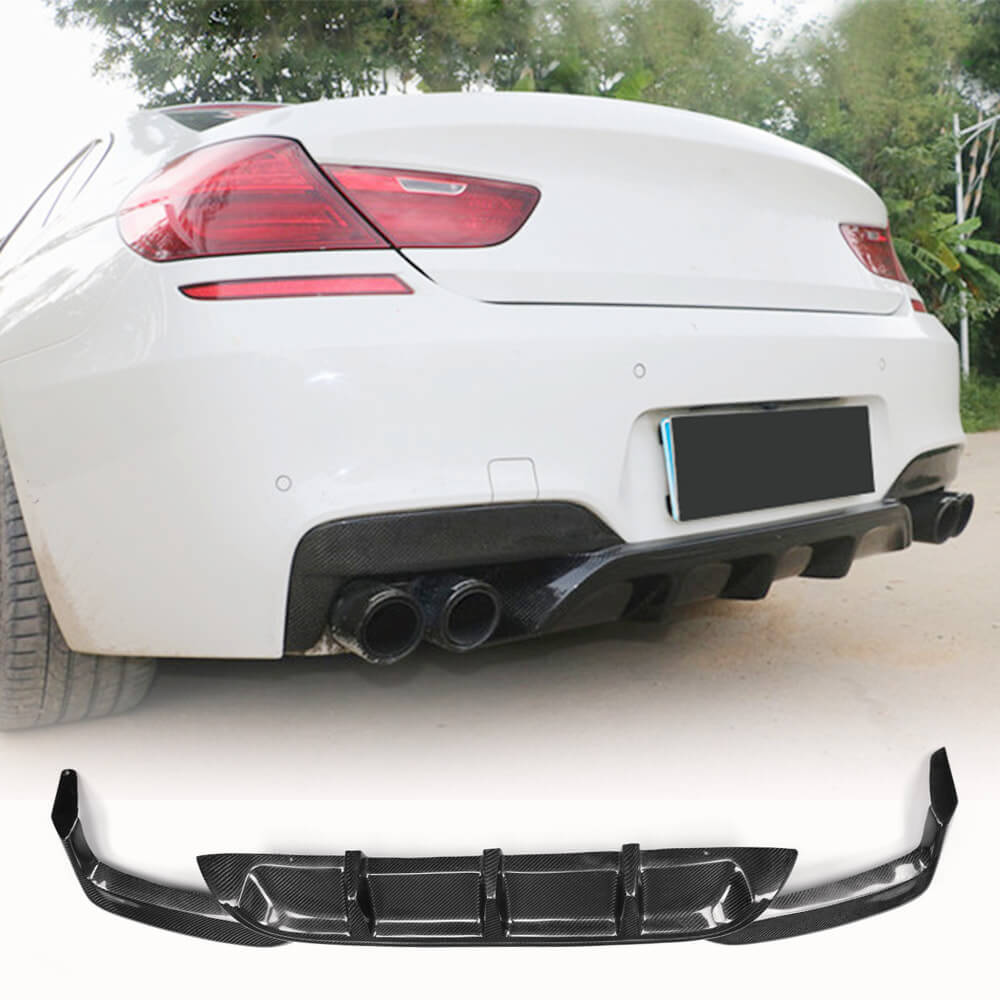 Fits for BMW 6 Series F06 F12 F13 640i 650i M Sport M6 13-18 Carbon Fiber Rear Bumper Diffuser Valance Lip