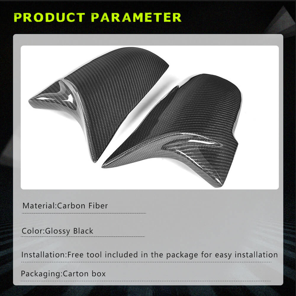 Fits for BMW F20 F22 F30 F34 F32 F33 F36 X1 E84 F87 M2 Carbon Fiber Replacement Side Rearview Mirror Cover Caps 2pcs