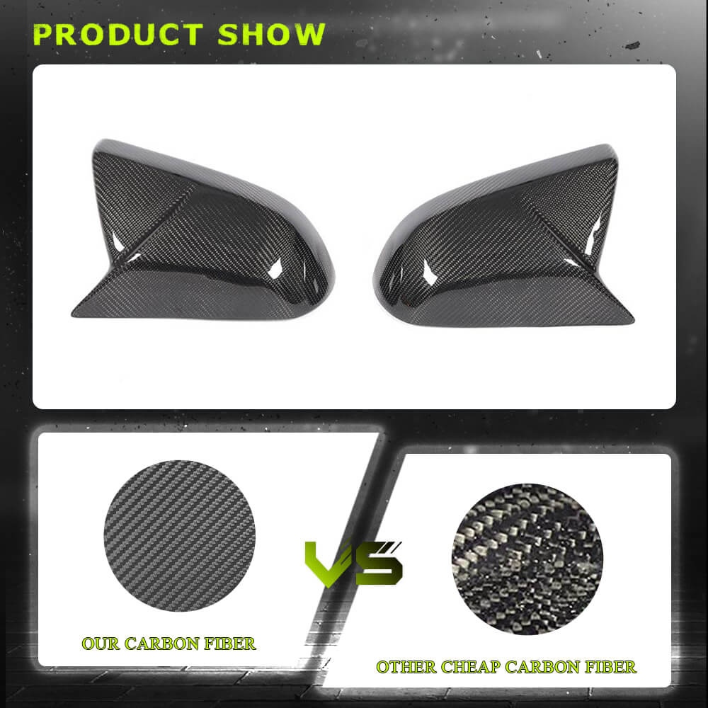 Fits for Cadillac ATS/ATSL Sedan 2014-2019 Carbon Fiber Replacement Style Side Rearview Mirror Cover Caps 2pcs
