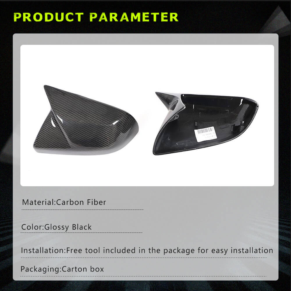 Fits for Cadillac ATS/ATSL Sedan 2014-2019 Carbon Fiber Replacement Style Side Rearview Mirror Cover Caps 2pcs