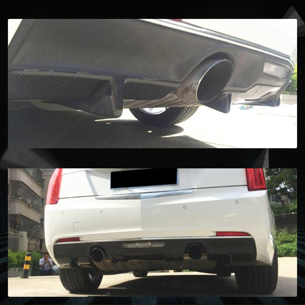 Fits for Cadillac ATS Base Sedan Carbon Fiber Rear Bumper Diffuser Valance Lip 3pcs