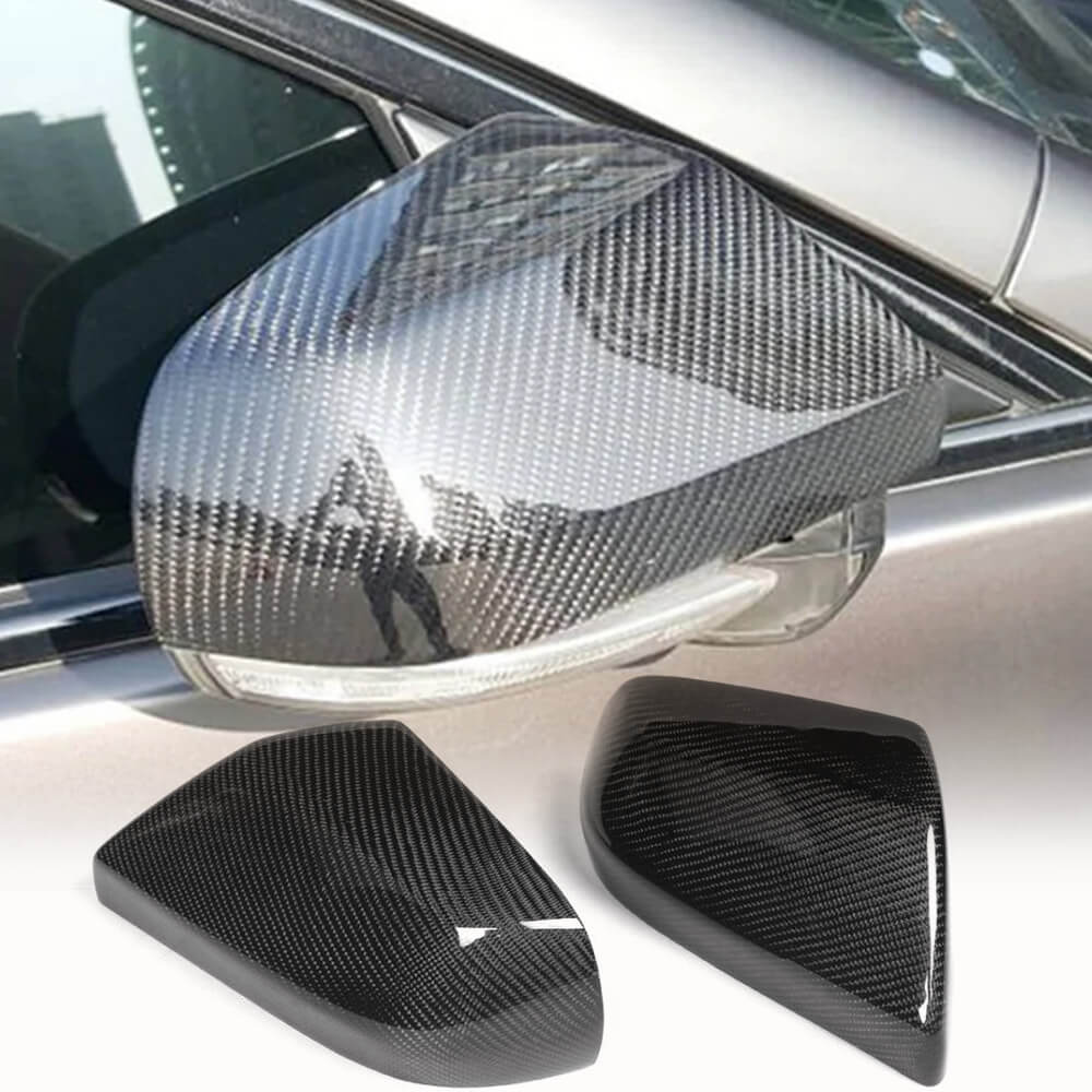 Fits for Cadillac ATS Sedan 2013-2019 Carbon Fiber Add-on Side Rearview Mirror Cover Caps 2pcs