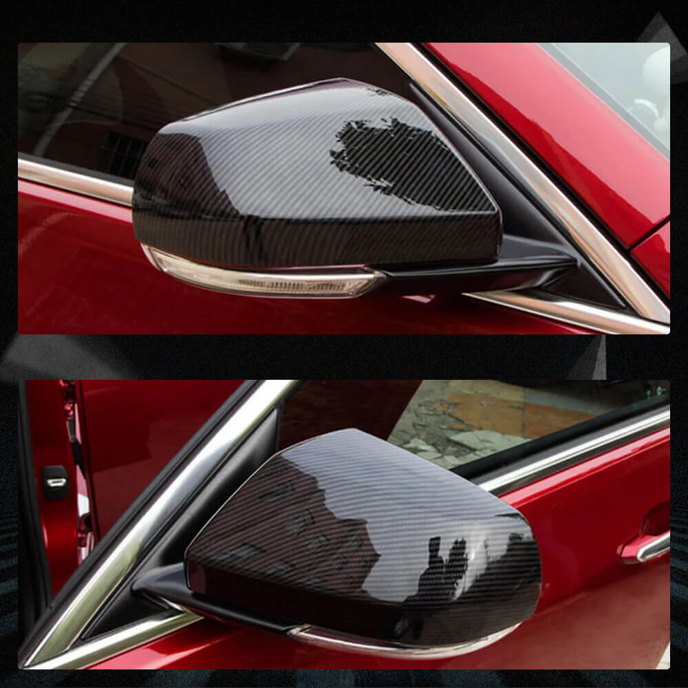 Fits for Cadillac ATS Sedan 2013-2019 Carbon Fiber Add-on Side Rearview Mirror Cover Caps 2pcs